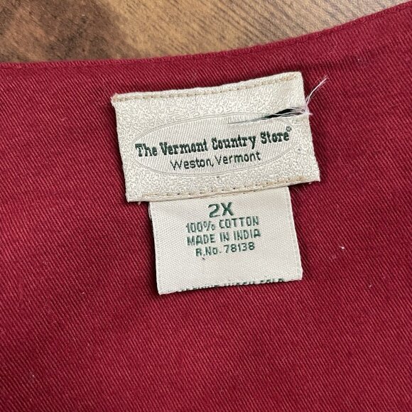 Vermont Country Store Womens Nightgown Sz 2X Red Embroidered Pockets Robe Cotton - Picture 9 of 9